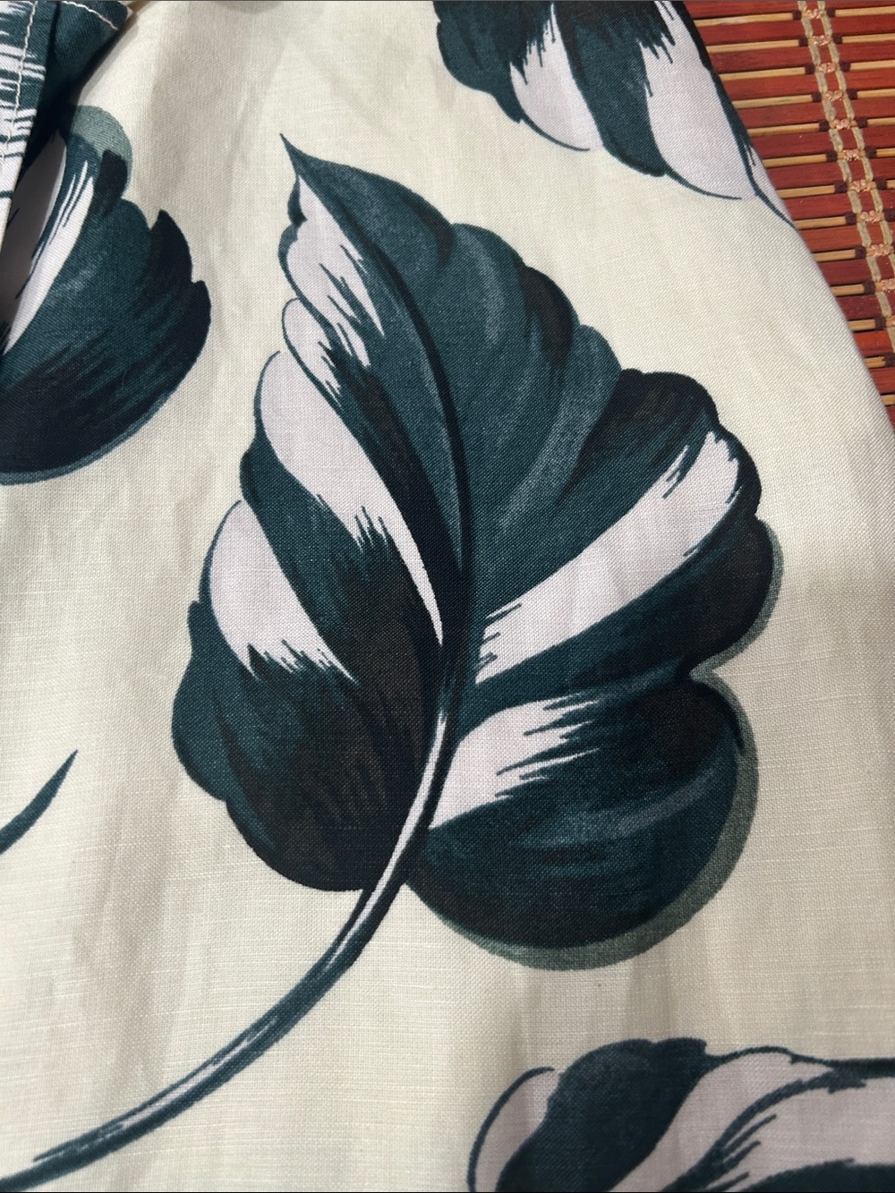 Ann Taylor Cream Midi Skirt with Dark Teal Leaf Print - Picture 4 of 7